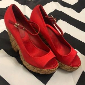 Chanel peep toe heels